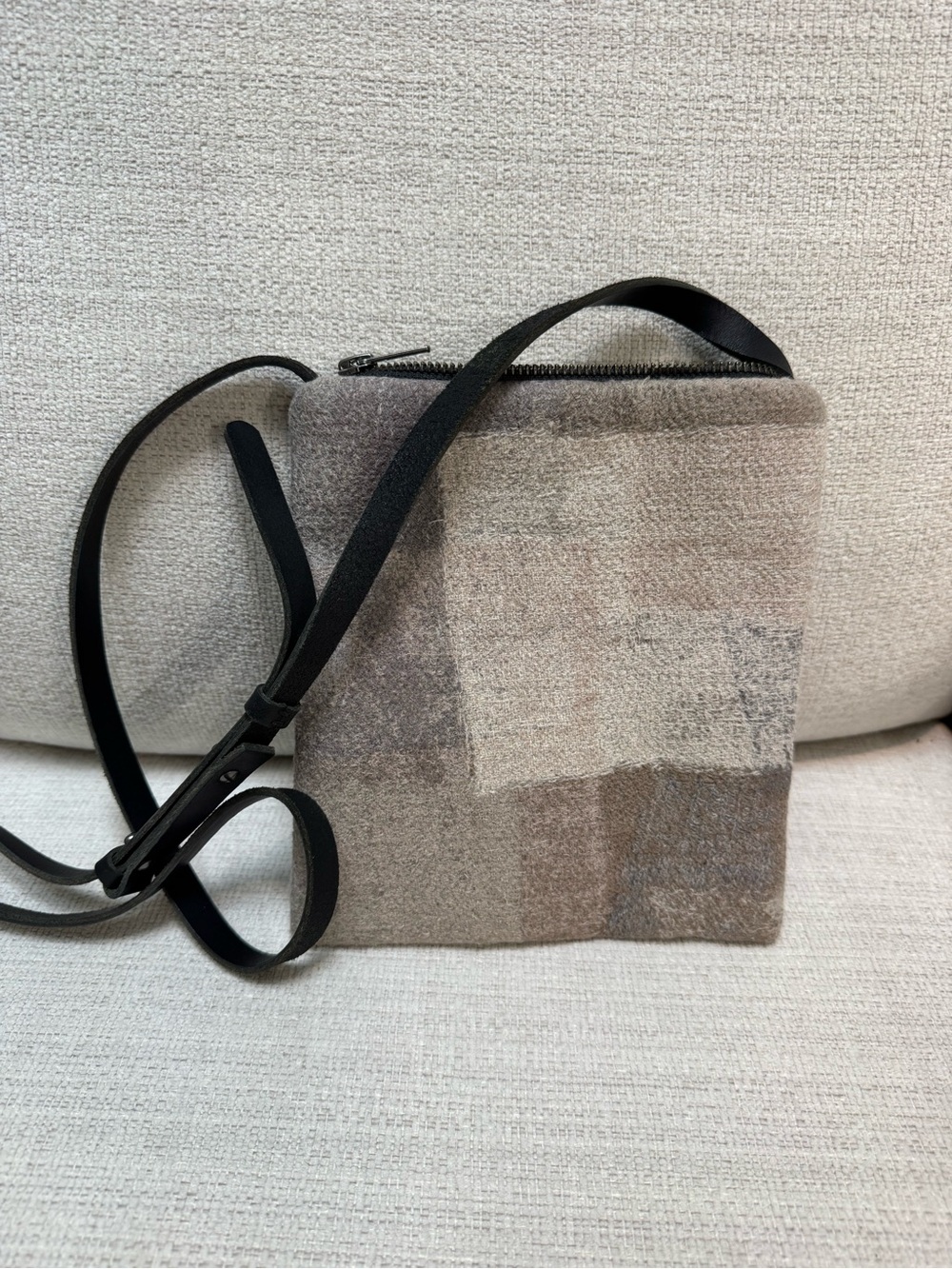 Womens Neutral Patchwork Crossbody Bag